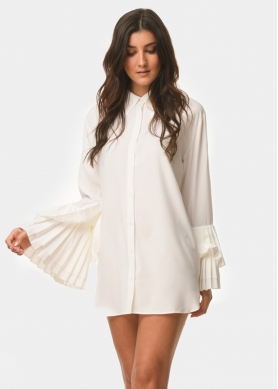 pleated sleeves shirt-dress