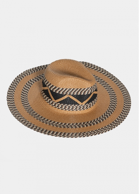 three color design straw hat 