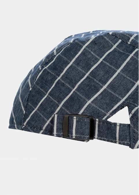 blue checkered cap