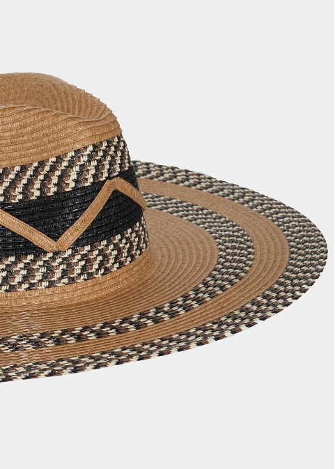 three color design straw hat 