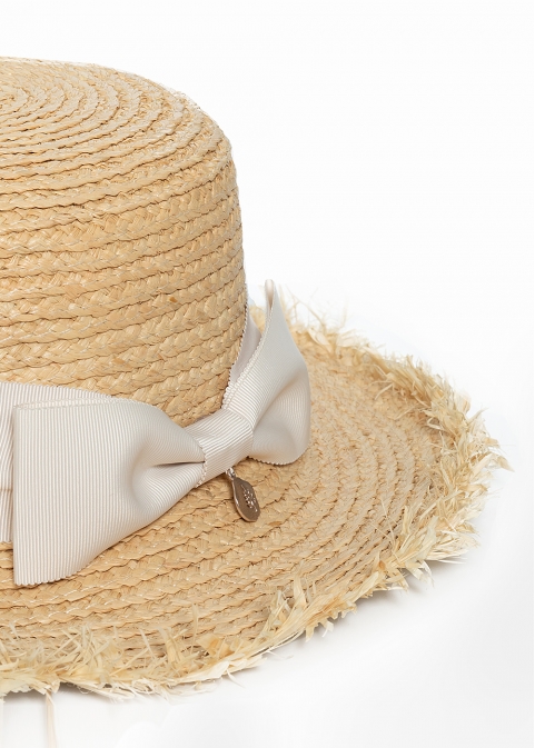 braided straw hat with metal detail