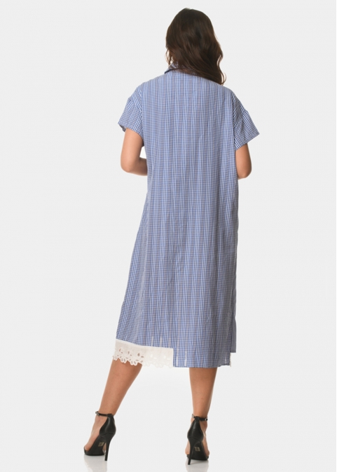 Striped & plaited shirt-dress