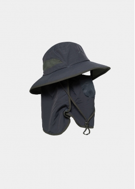Grey active hat with neck protector 
