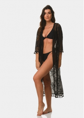 Black laced caftan