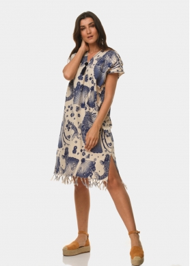 Boho caftan with fishes