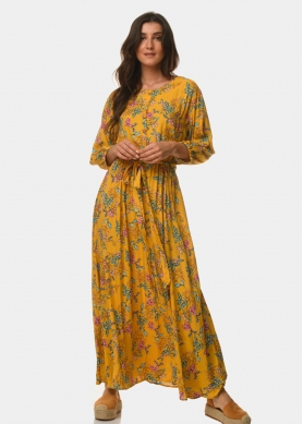 Mustard dress with flowers