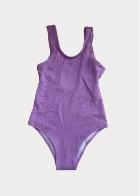 Girls Crinkled Low Back One-piece Swimwear - Lilac
