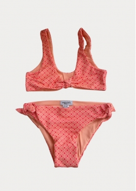Girls Printed High Waisted Bikini Swimwear - Orange