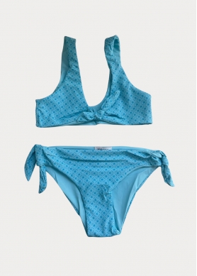 Girls Printed High Waisted Bikini Swimwear - Blue