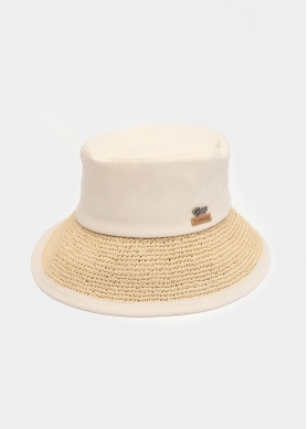 Ecru Bucket Cotton & Straw Hat 