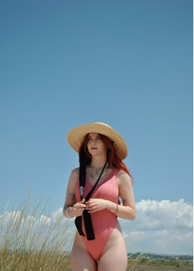 Natural Straw Hat w/ Black Neck Tie Ribbon