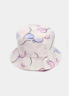Kids Bucket Hat Double Face w/ Heart Ballon Pattern