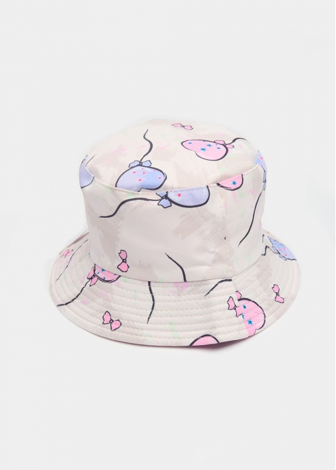 Kids Bucket Hat Double Face w/ Heart Ballon Pattern