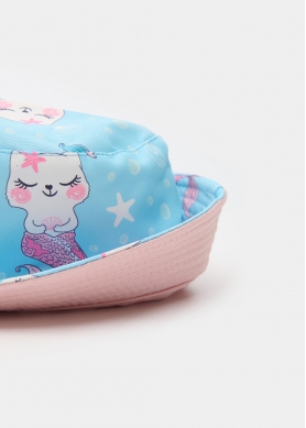 Kids Bucket Hat Double Face w/ Cat Mermaid Pattern