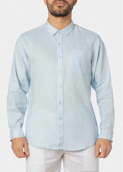 100% Linen Light Blue Classic Shirt 