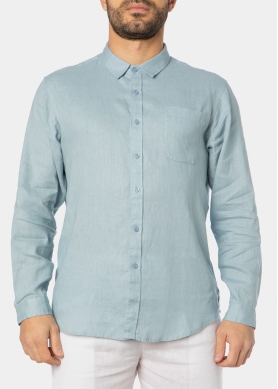 100% Linen Blue-Grey Classic Shirt 