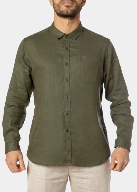 100% Linen Khaki Classic Shirt 