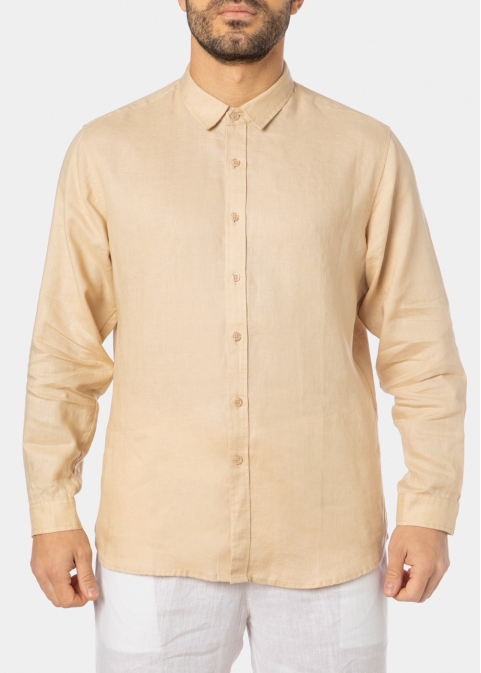 100% Linen Beige Shirt 
