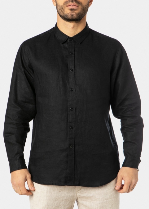 100% Linen Black Shirt 