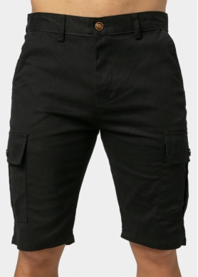 Black Cotton Cargo Shorts