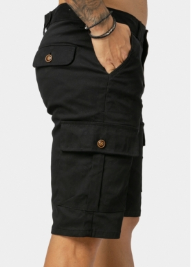Black Cotton Cargo Shorts