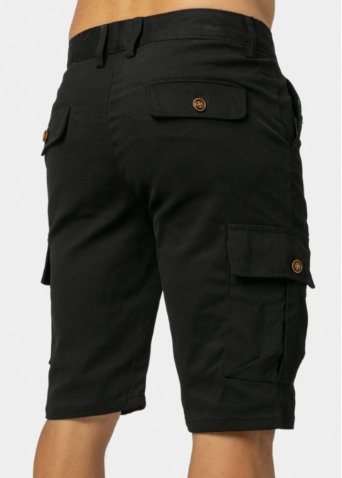 Black Cotton Cargo Shorts
