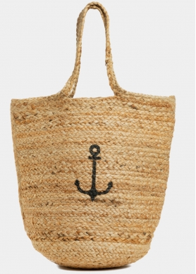 Big Jute Beach Bag w/ Anchor Design