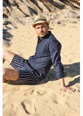 Beige fedora with ocean details 
