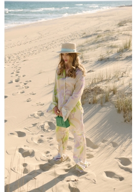 Beige Straw Hat w/ Light Blue Strap
