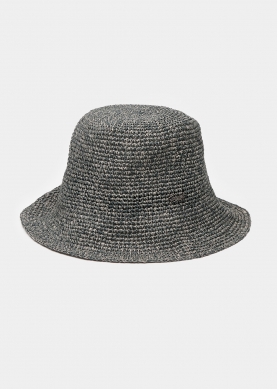Grey Bucket Straw Hat 