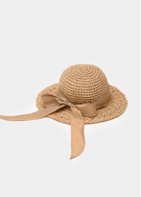 Brown Straw Hat w/ Brown Ribbon