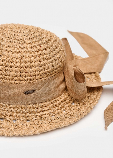 Brown Straw Hat w/ Brown Ribbon