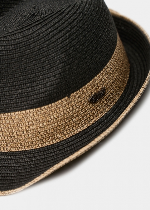 Black fedora with beige detail