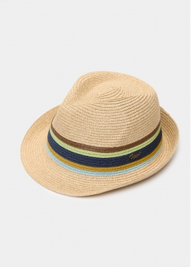 Beige fedora with ocean details 