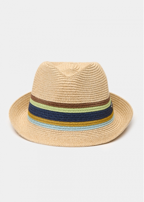 Beige fedora with ocean details 