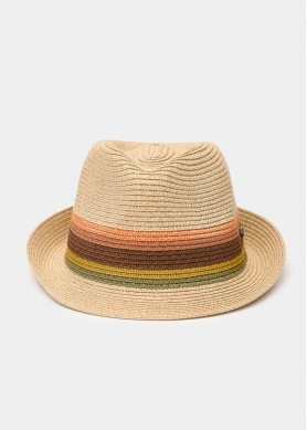 Beige fedora with raindow details 