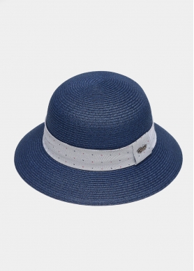 Navy Blue Straw Hat w/ light blue strap 