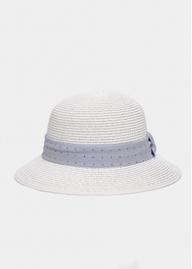 White Straw Hat w/ light blue strap 