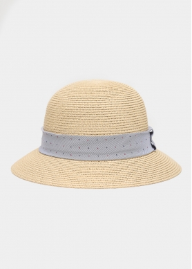 Beige Straw Hat w/ light blue strap 