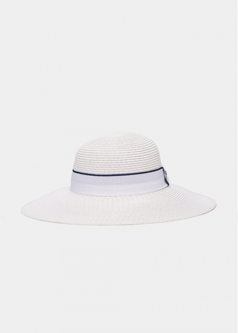 White Straw Hat w/ Strap 