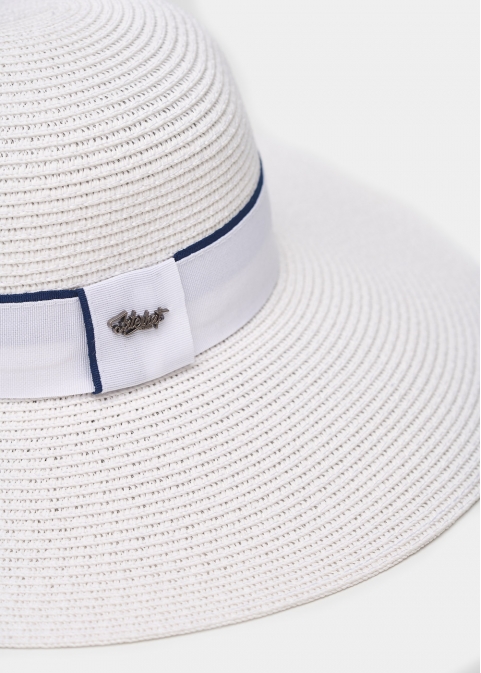 White Straw Hat w/ Strap 