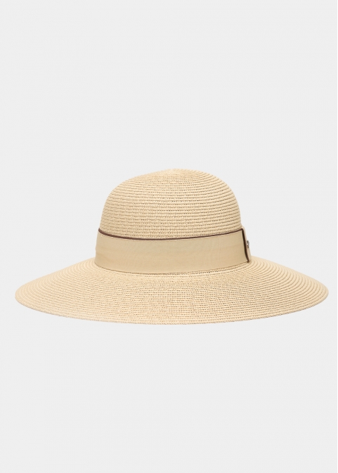 Beige Straw Hat w/ Strap 