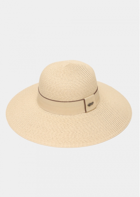 Beige Straw Hat w/ Strap 