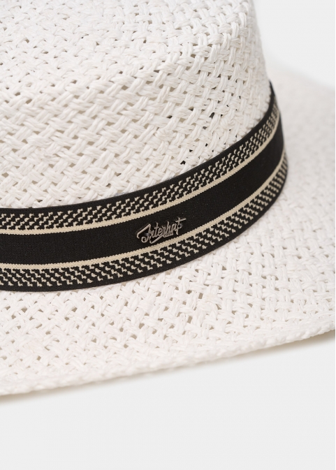 White Venezia Style Straw Hat 