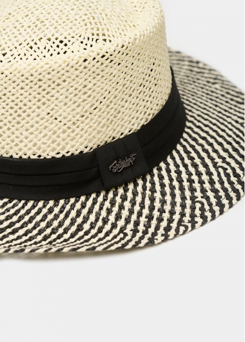 Ecru Straw Hat w/ Black Stripes