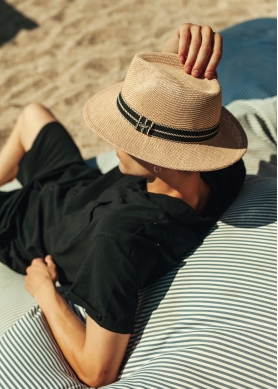 Brown Panama Style Hat w/ Black Strap