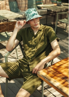 Khaki cotton set (shirt & shorts)