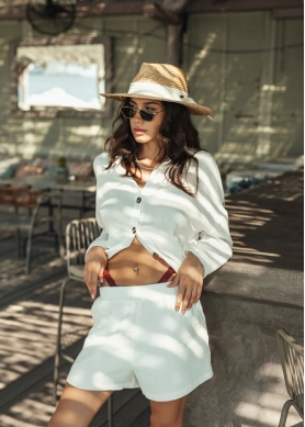 White Cotton Set Shirt & Shorts