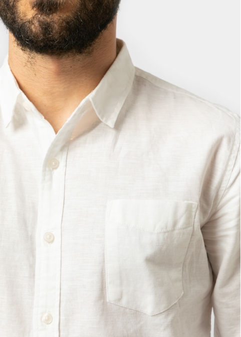 Linen - Cotton White Classic Shirt