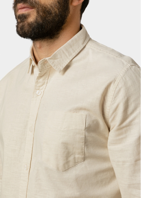 Linen - Cotton Beige Classic Shirt